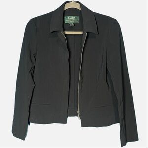 Lauren Ralph Lauren petite black zip-up travel jacket size 4P